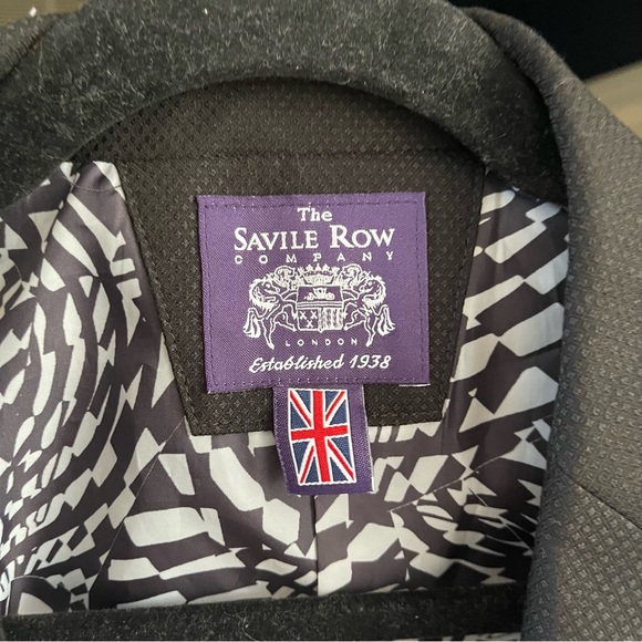 Savile Row Co Slim Fit Peak Lapel Micro Check Blazer - Picture 6 of 8